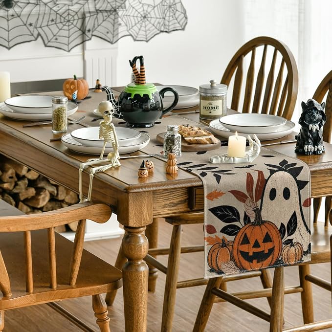 Artoid Mode 210 GSM Halloween Table Runner 13x36 Inch Home Party Decor | Leaves - Image 4