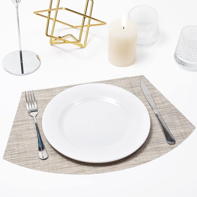 SHACOS Small Round Table Placemats Wedge Shaped Placemats Set of 4 Heat - Image 5