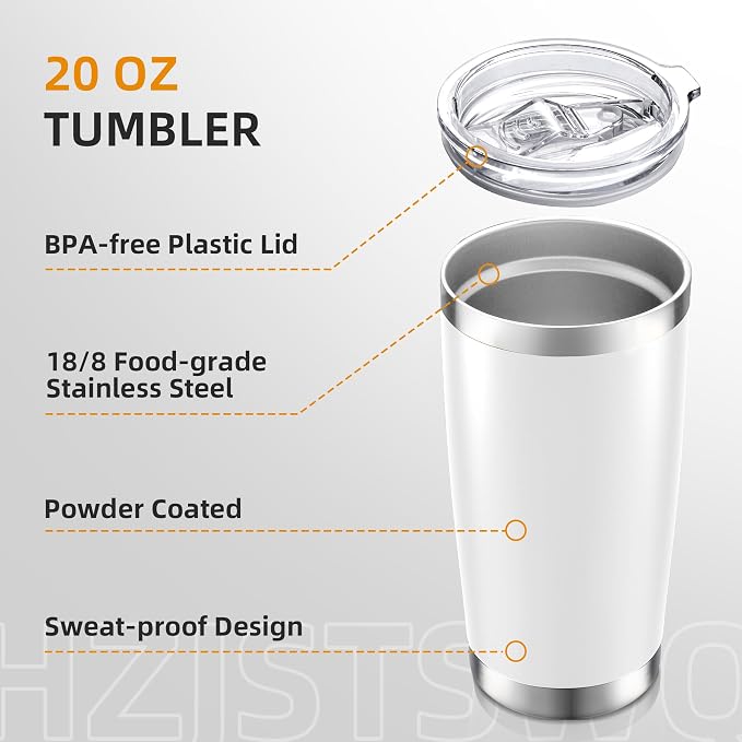 20oz Tumbler Bulk with Lid Stainless Steel Tumblers, 12 Pack | Leak Proof Lid - Image 3