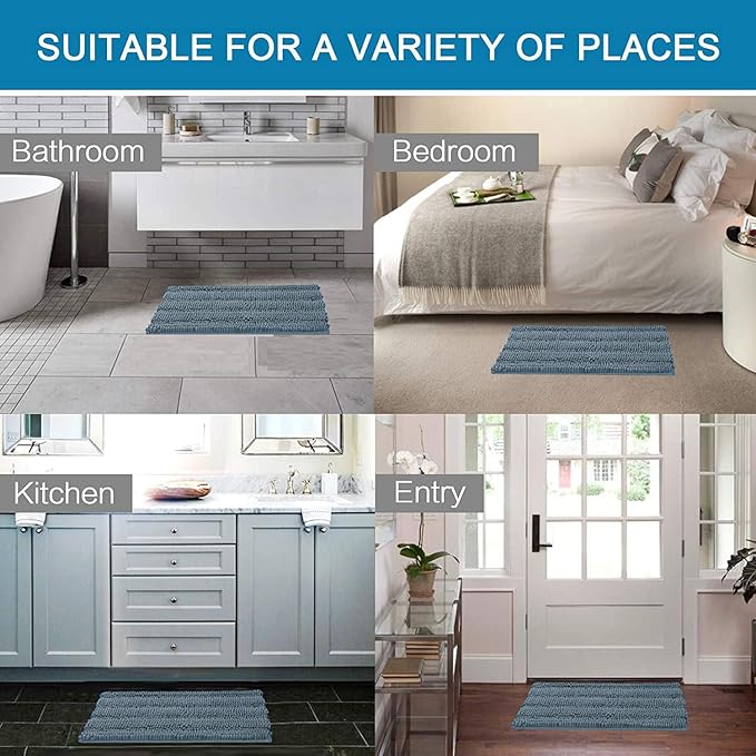Non Slip Thick Shaggy Chenille Bathroom Rug Mat Set Extra Soft and Absorbent - Image 6