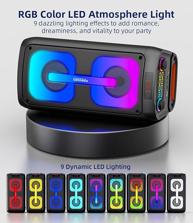 Karaoke Machine for Adults, Portable Bluetooth Speaker with 2 Wireless Microphones, Portable PA System with Disco Lights for Big Party, Outdoor, Ideal Gifts for Family, Music Lover