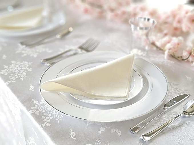 OCCASIONS 40 Pack Fancy Silver Plastic Plates Disposable - Image 6