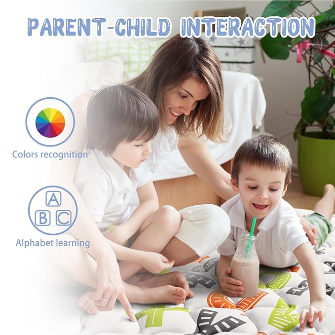 Baby Play Mat 50x50 Playpen Mat Upgraded Thicker Baby Floor Play Mat Cushioned Anti- Slip Crawling Mat Waterproof Activity Playmat for Babies Toddlers Infants Tummy Time(50x50, Letter Fox)