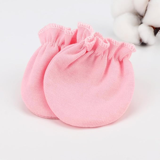 BQUBO Newborn Infant Toddler Mittens No Scratch Cotton Elastic Wrist Gloves Hypoallergenic for 0-6 Months Baby Boys Girls
