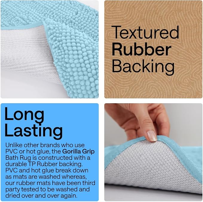 GORILLA GRIP Bath Rug Mat 30x20, Thick Soft Absorbent Chenille, Quick Dry - Image 3