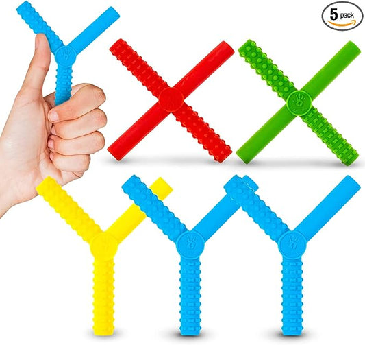 Gafly X’s and Y’s - 5 Pack Sensory Chew Toys for Autistic Children - Chewy Sticks for Sensory Kids - Autism Chew Toys for Toddlers & Kids - BPA-Free Silicone Chew Tubes for Sensory Needs