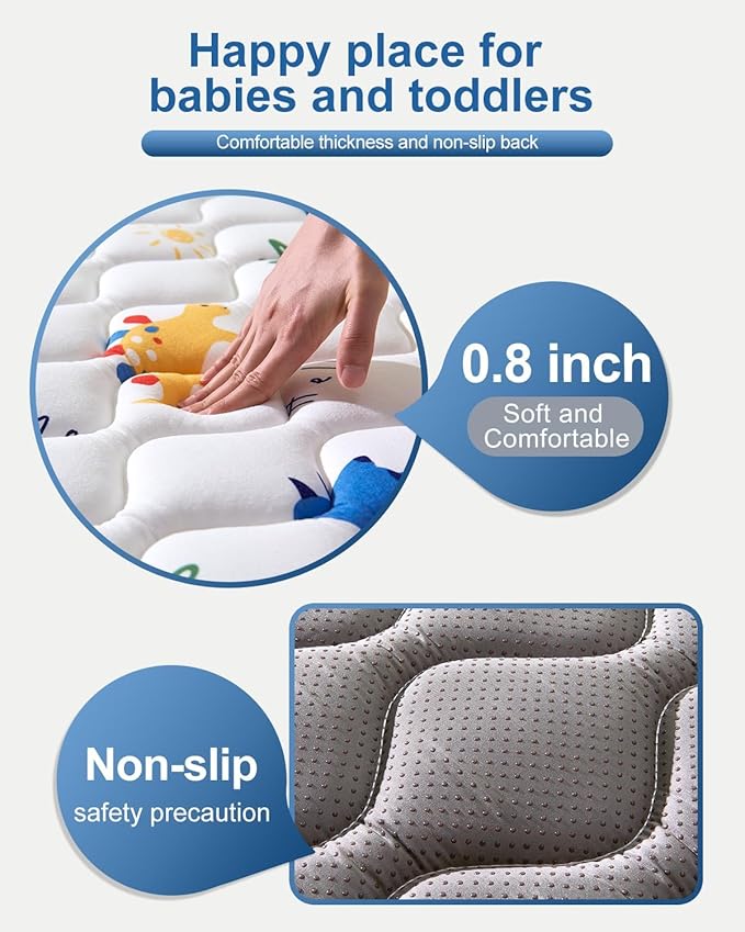 Odorless Premium Foam Baby Play Mat 75" x 59", Soft Microfiber Fabric Crawling Mat for Floor- Comfortable and Hypoallergenic, Non-Slip Cushioned Floor Playpen mat for Infants,Babies,Toddlers