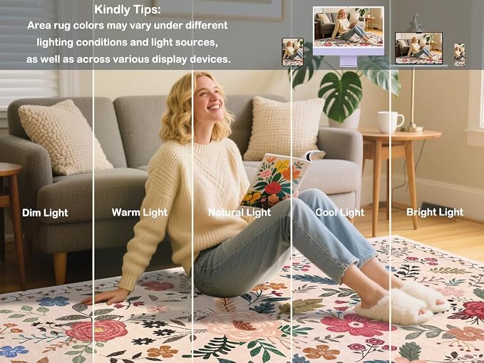 Area Rug for Living Room, 10x12 Large Washable Rugs for Dining Room, Non Slip - Image 5
