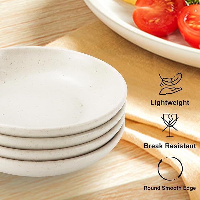 4 Inch Small Appetizer Plates 8 Pieces, Lightweight and Unbreakable Wheat Straw - Image 4