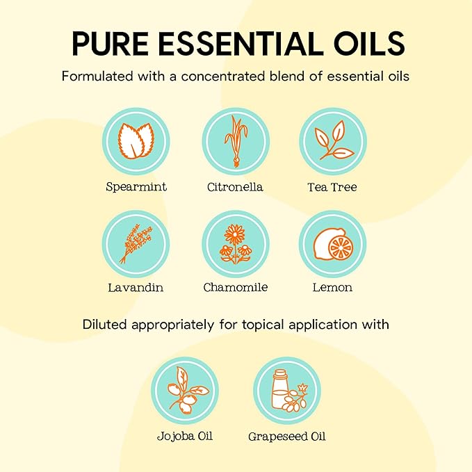 Oilogic Bug Bite Itch Roll-On Essential Oil for Kids - 100% Pure Essential Oils for Soothing Skin - Gentle, Kids-Safe Formula for Toddlers & Children, Indoor & Outdoor Use, 9ml