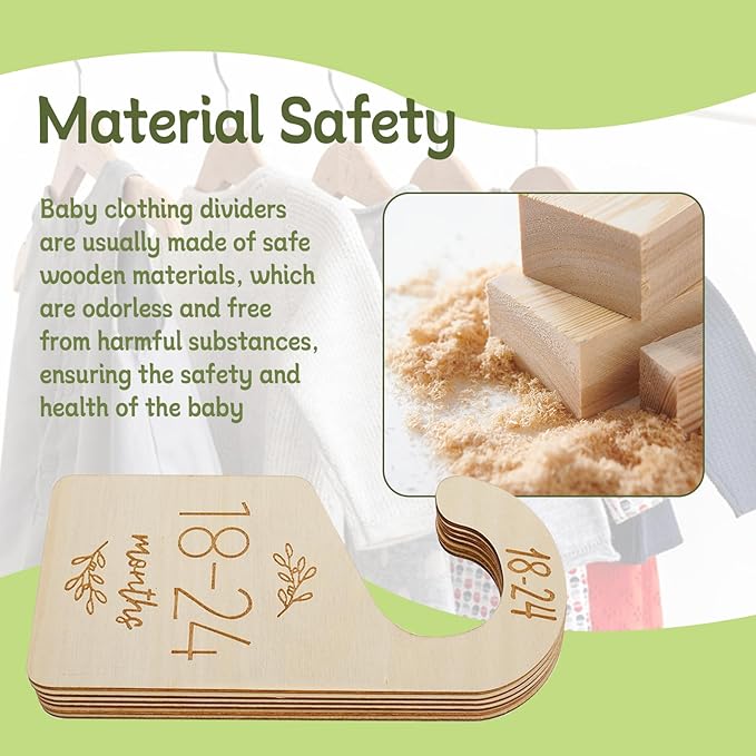 16Pcs Baby Closet Dividers Cute Baby Clothes Organizer Double Face Baby Closet Organizer for Clothes Organizer Wooden Baby Closet Dividers for Infant to Toddler