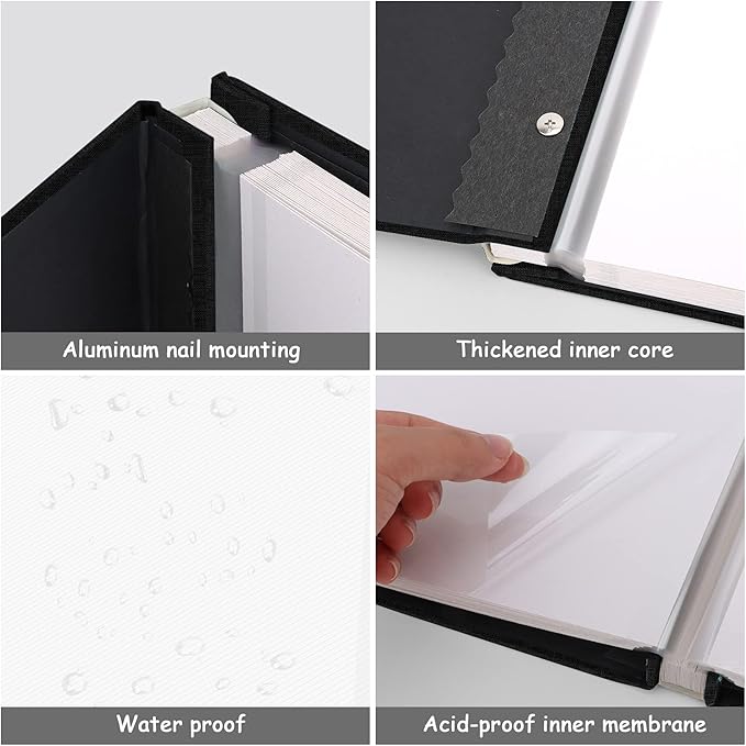 Zesthouse Photo Album Self Adhesive Pages, 60 Pages Magnetic Scrapbook Albums with Sticky Page, Photos Album Holds 8x10 & 5X7 & 4x6 & 6x8 & 3x5, Large Picture Book Ideal Gift for Family Wedding Baby