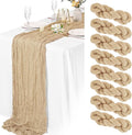 8 Pack Beige Cheesecloth Table Runner 10FT Long Boho Gauze Fabric Table Runner by Lamshionow