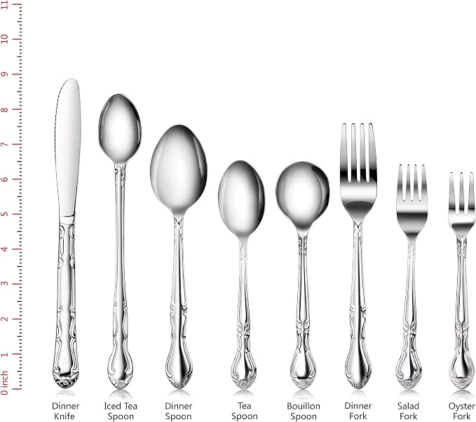 New Star Foodservice Rose Pattern 18/0 Stainless Steel Teaspoon, Commercial - Image 3