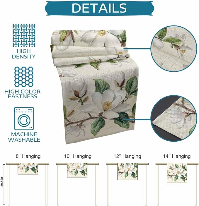 Vintage Floral Spring Table Runners 70 Inches Long, Rustic Botanical Table - Image 8