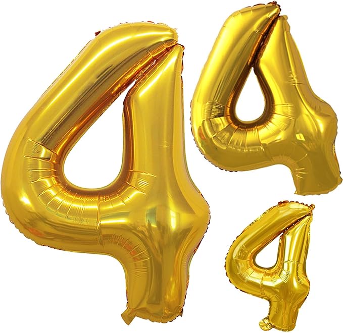 GOER Gold Foil Balloons Number 4,Huge Number Balloons for 4th 44th Birthday Party Supplies Anniversary Decorations(3 pcs,42 inch,32 inch,16inch)