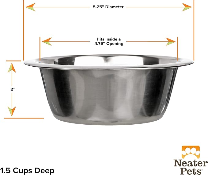 Neater Pet Brands 1.5 Cup Stainless Steel Dog Bowls, Dog Food Bowl & Water Bowl - Image 3