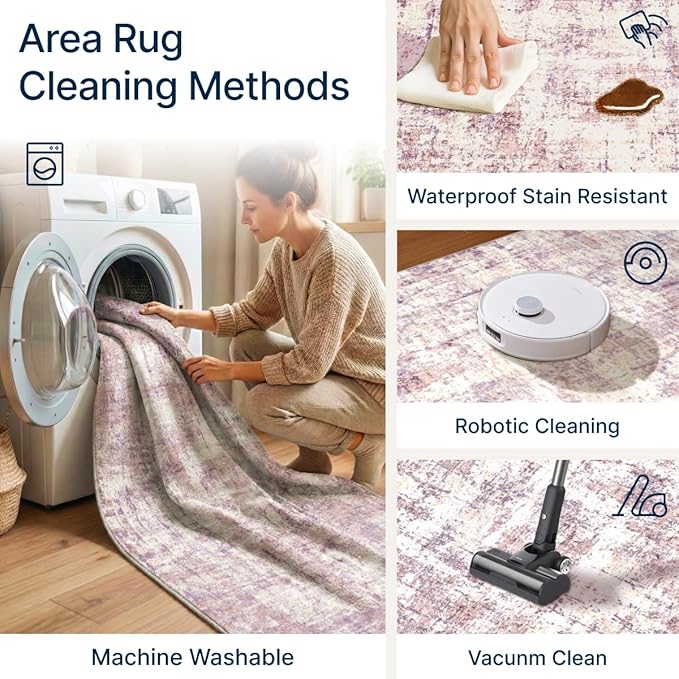 5x7 Area Rugs Washable Living Room Rug-No Slip Soft Carpets Modern Abstract - Image 4