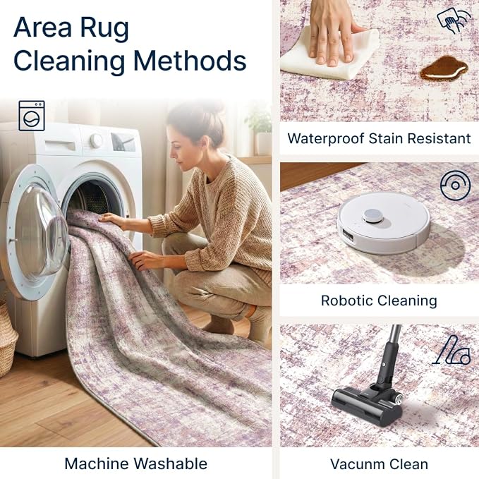 4x6 Area Rugs Washable Living Room Rug-No Slip Soft Carpets Modern Abstract - Image 3