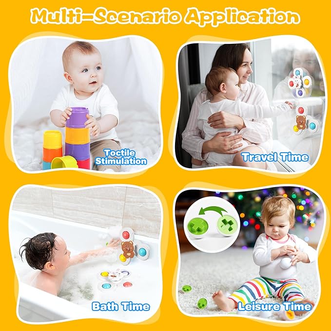 Montessori Toys for Babies 6-12 Months, 8 in 1 Soft Sensory Toddler Bath Toys for Babies, Montessori for 1 Year Old