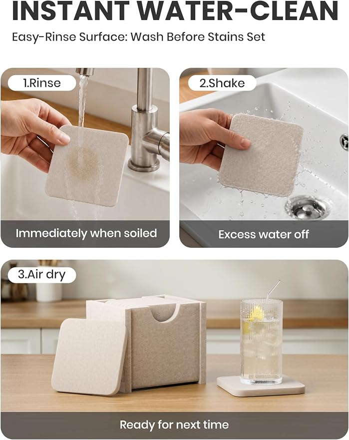Fluxynara Felt Coasters with Holder, Boho | Square Felt Coasters, - Image 7