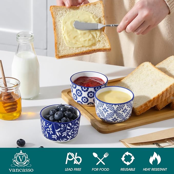 vancasso Selene 4 Oz Porcelain Ramekins Set of 6, Crème Brûlée Dessert Cups | - Image 3