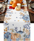 Blue Pumpkin Fall Table Runner 120 Inches Long, Thanksgiving Floral Eucalyptus by Unknown