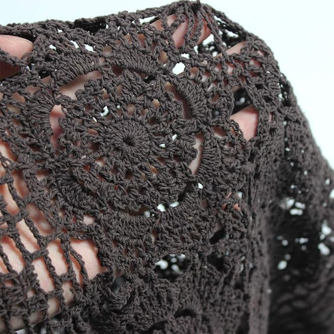 Cotton Handmade Crochet Lace Table Runner Dark Brown 12x36 Inch | Oval - Image 4