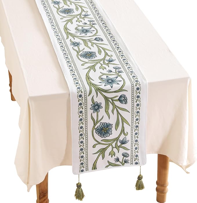 Designer French Linen Table Runner, Dining Table, Kitchen Decor, Thanksgiving by Isaennehomedecoration