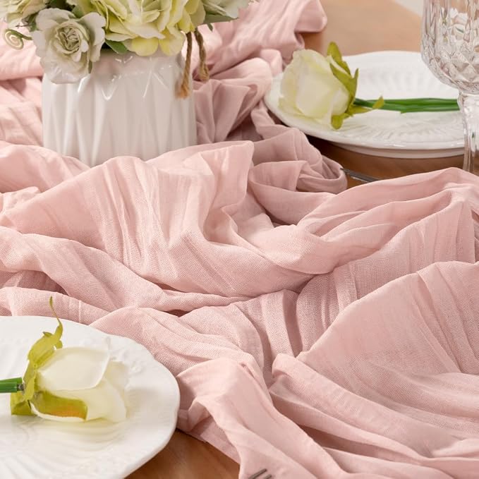 Dusty Pink Cheesecloth Table Runner 120 Inches 10 Pack Gauze Table Runner | - Image 6