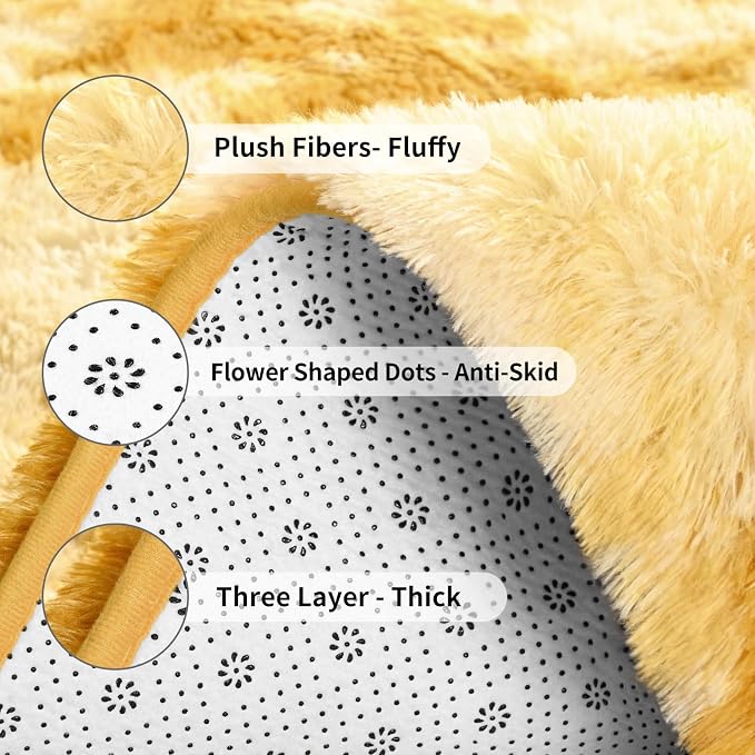 FlyDOIT Large Area Rugs for Living Room, 5x8 Feet Tie-Dyed Orange Shaggy Rug - Image 6