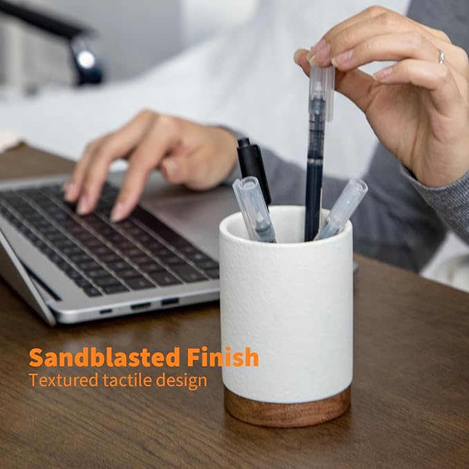 Ceramic Pen Holder for Desk, Pencil Cup, | Organizer and Makeup Brush Holder - Image 3