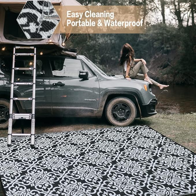 HUGEAR Outdoor Rug for Patios Clearance, Waterproof Mat, Large Outside Carpet - Image 4