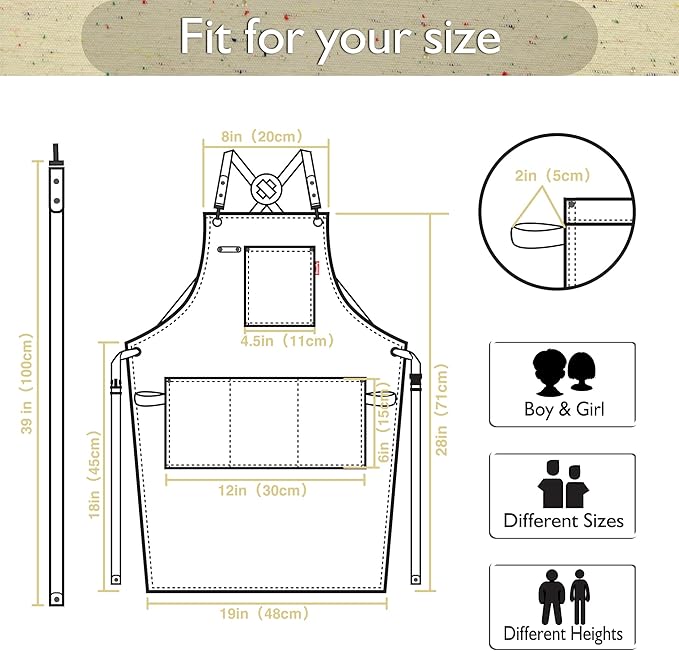 Kids Art Aprons for Painting, Gardening, Cooking, Multiple Pockets, Kids Smock for Boys & Girls, Waterproof (Age6-12)