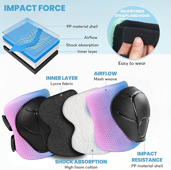 Kids Bike Helmet and Pads Set for Ages 2–14, CPSC Certified Adjustable Helmet with Knee Elbow Wrist Guards, for Skateboard, Scooter, Skating, Rollerblading, Multi-Sport Protective Gear