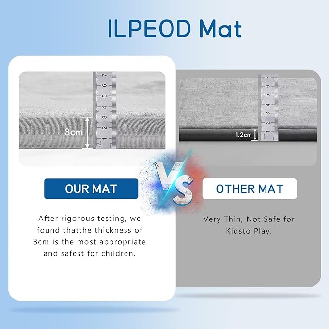 Baby Play Mat for Floor Tummy Time Nursery Muscle Area Playroom Rug Tatami Mat 6'7"x6'7" Memory Foam 1.3" Thick Crawling for Babies,Toddlers, Infants, Kids(Light Gray)