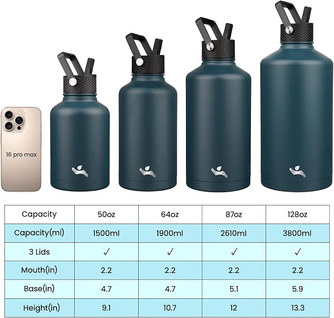 Konokyo 50 oz Insulated Stainless Steel Water Bottle Jug - Image 4