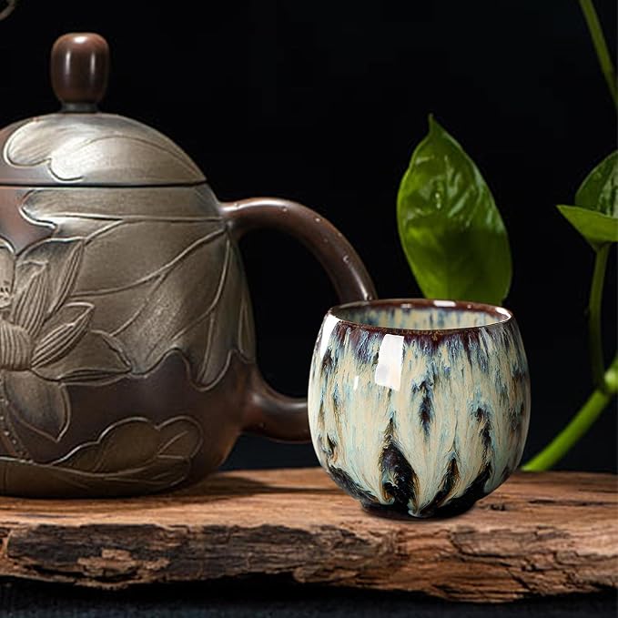 2X Ceramic Mug Chinese Kung Fu Coffee Cup Infuser Teacup Handmade Handleless - Image 4