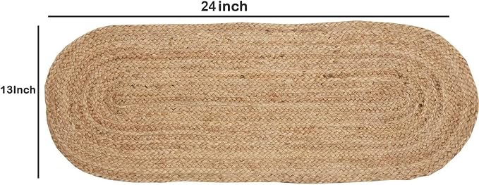 Pack of 1 Handwoven Oval Jute Braided Table Runner 13 x 24 Inch, 100% Natural - Image 2