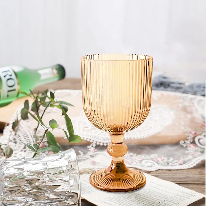 12 Pcs Vintage Wine Glasses, 11 Ounces Colored Glass Water Goblets, Colorful - Image 4