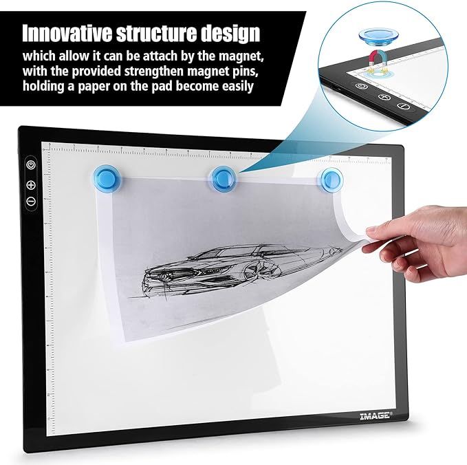 A3 Magnetic Light Pad for Diamond Painting, Physical Buttons Control Ultra-Thin Light Box Artcraft Tracing Light Board for 5D Diamond Painting Tatoo Pad Animation,Sketching, Designing, Stencilling