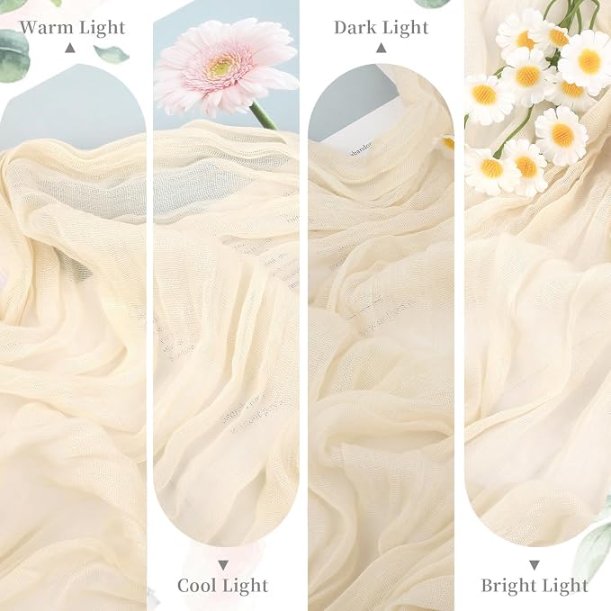 6 Pack Cream Beige Cheesecloth Table Runner 35x120 inch, Boho Semi Sheer Cheese - Image 7