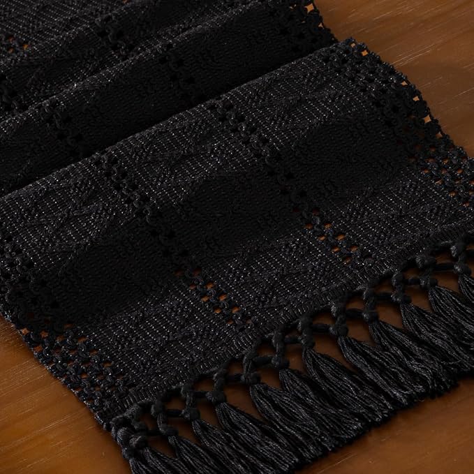 DeZerlor Boho Macrame Table Runner Spring Easter Farmhouse Woven Small Table - Image 2