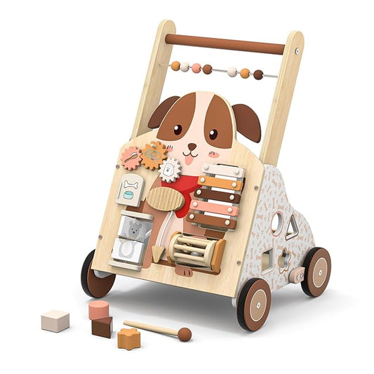Wooden Baby Walker, Baby Push Walker, Activity Walker, for Babies 12 Months Learning to Walk, Montessori Walker Toy, Activity Center, Wooden Baby Toys