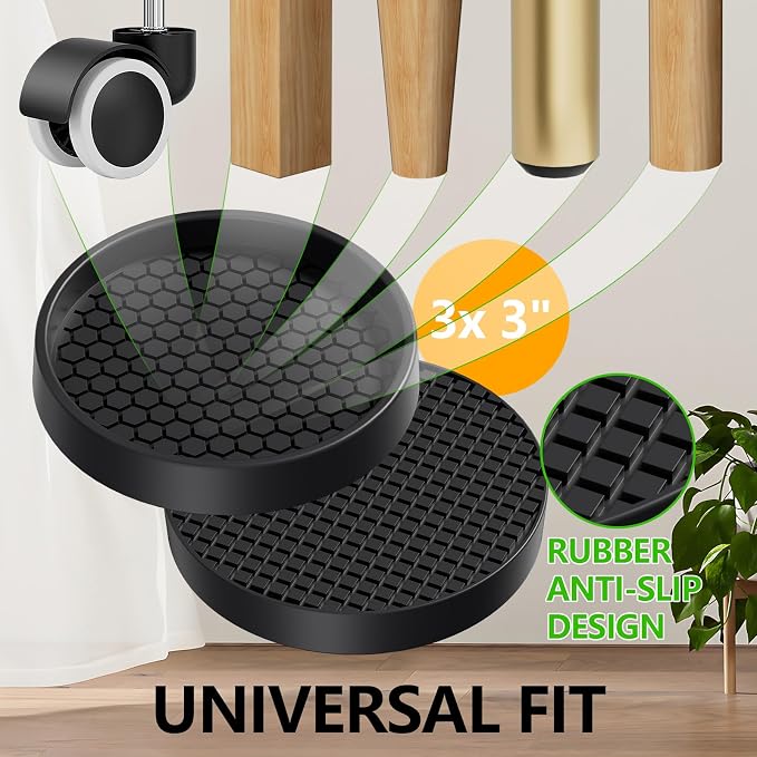 Non Slip Furniture Pads- 3"x3" Round Anti Skid Caster Cups Furniture Coasters - Image 5