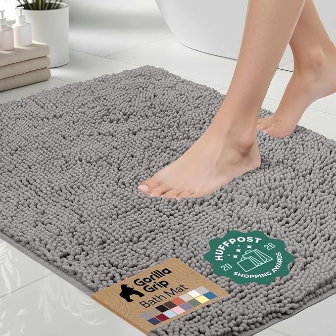 GORILLA GRIP Bath Rug Mat 48x17, Thick Soft Absorbent Chenille, Quick Dry by Unknown