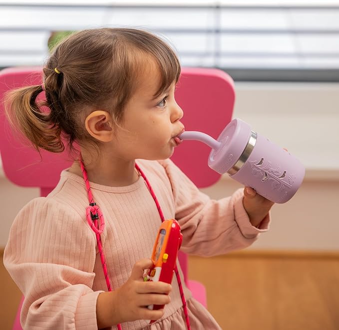 Pandaloo® Smoothie Cups for Kids - Stainless Steel Toddler Tumbler with Straw, Sippy Cup for Smoothies - BPA-Free, Toddler Snack Cups, 10 oz