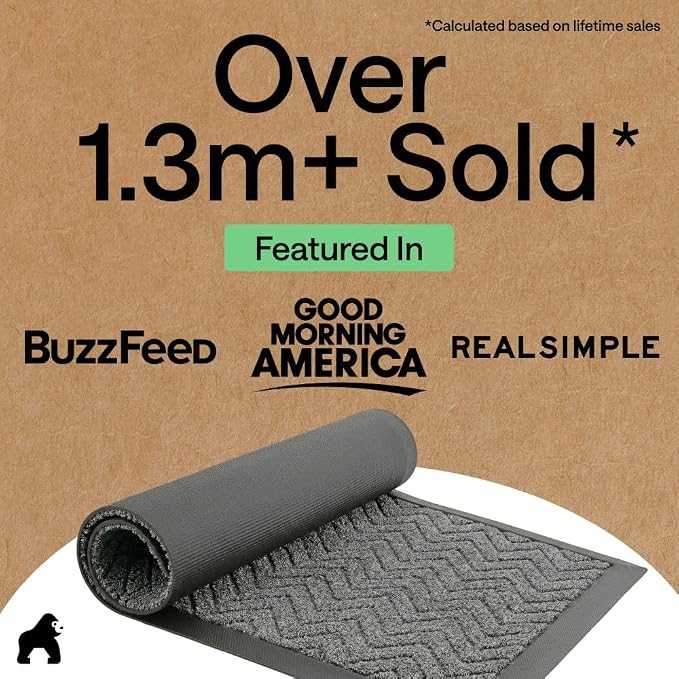 GORILLA GRIP 100% Waterproof All-Season WeatherMAX Doormat, US Designed Natural - Image 5