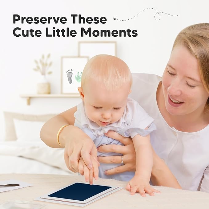 4-Pack Inkless Baby Hand and Footprint Kit - Mess Free Ink Pad for Newborn Keepsake, Dog Nose & Paw Print Kit, Clean Touch Ink Pad for Baby Hand & Footprints, Ideal New Mom Gifts (Midnights,L)