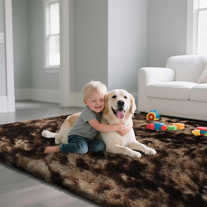 yongyangjuxin Fluffy Rug Shag Area Rug, Mottling Brown 10x14 Area Rugs - Image 5